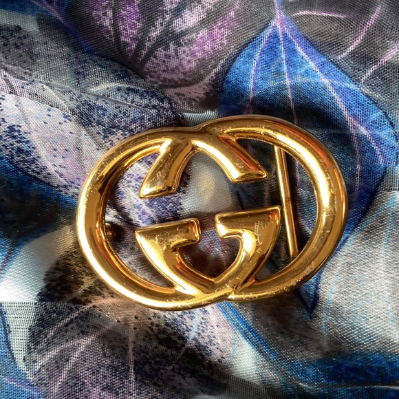 Authentic GUCCI Italy Gold Tone Interlocking GG Belt Buckle